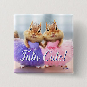 Badge Carré 5 Cm Chipmunk Ballerina Duo