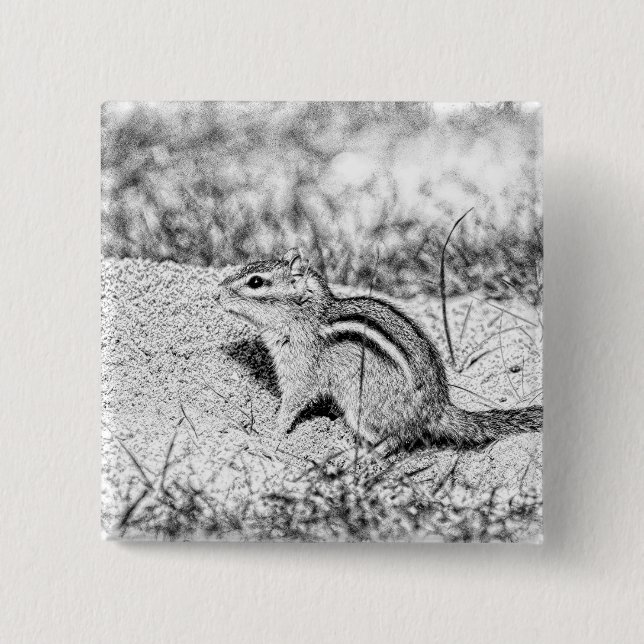 Badge Carré 5 Cm Chipmunk Sketch (Devant)