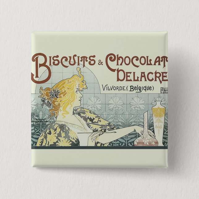 Badge Carré 5 Cm Chocolat Art Nouveau Femme (Devant)