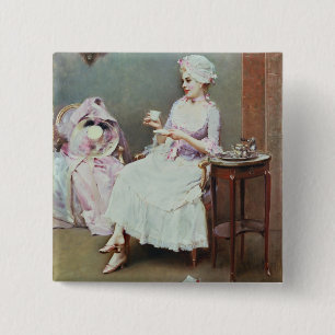 Badge Carré 5 Cm Chocolat chaud (huile sur la toile)