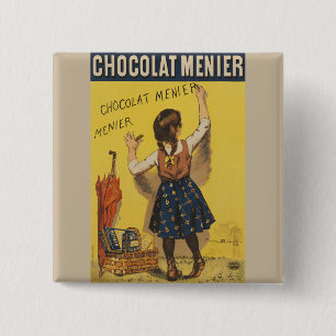 Badge Carré 5 Cm Chocolat Menier Petite fille Mur écriture