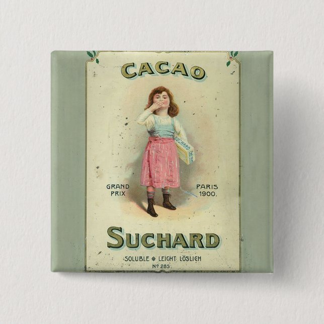 Badge Carré 5 Cm Chocolat victorien Kiss Girl Sucre (Devant)