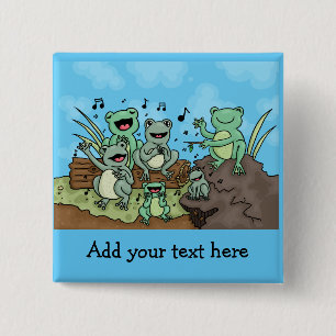 Badge Carré 5 Cm Choeur de grenouille