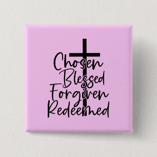 Badge Carré 5 Cm Choisi Bénéficié Pardonné Racheté-5572