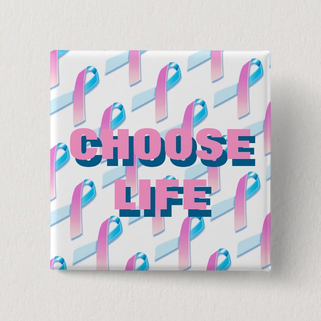 Badge Carré 5 Cm choisir la vie (Devant)
