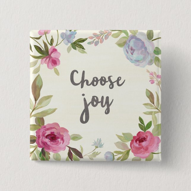 Badge Carré 5 Cm Choisissez floral en pastel de joie (Devant)
