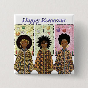Badge Carré 5 Cm Chorale afro-américaine Kwanzaa