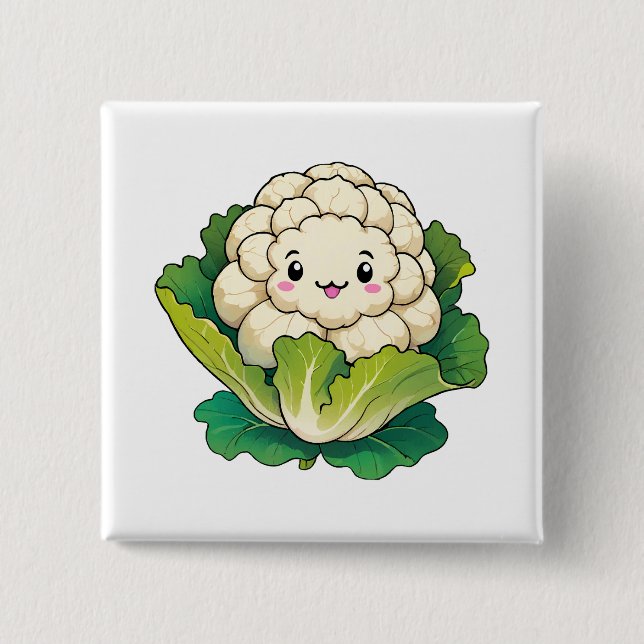 Badge Carré 5 Cm Chou-fleur Kawaii (Devant)