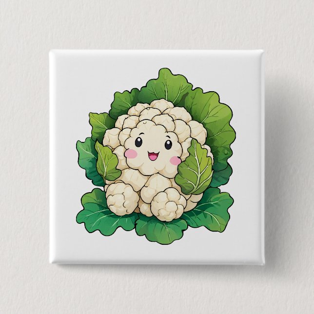 Badge Carré 5 Cm Chou-fleur Kawaii (Devant)