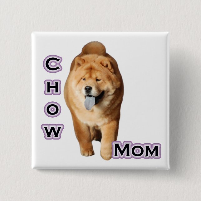 Badge Carré 5 Cm Chow Chow Maman 4 - Bouton (Devant)
