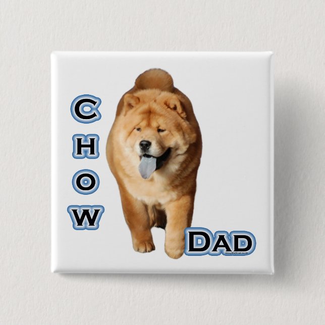 Badge Carré 5 Cm Chow Papa 4 - Bouton (Devant)