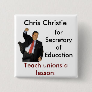 Badge Carré 5 Cm Chris Christie pour le secrétaire de l'éducation