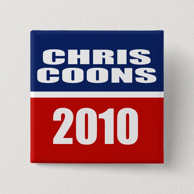 BADGE CARRÉ 5 CM CHRIS COONS POUR SÉNAT (Devant)
