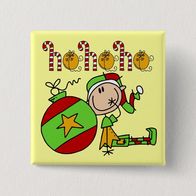 Badge Carré 5 Cm Christmas Cute Elf Ho Ho Ho (Devant)