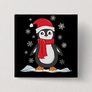 Badge Carré 5 Cm Christmas Cute Penguin