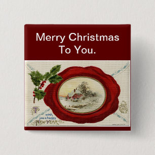 Badge Carré 5 Cm Christmas Holidays Button Pin