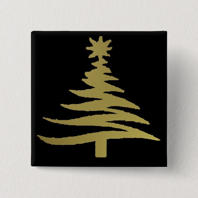 Badge Carré 5 Cm Christmas Tree Stencil (Devant)