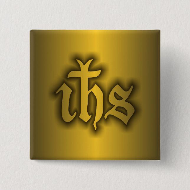 Badge Carré 5 Cm Christogram (IHS) Gold (Devant)