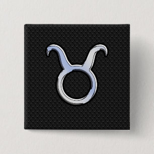 Badge Carré 5 Cm Chrome Argent Comme Taurus Zodiac Panneau Décor