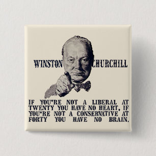 Badge Carré 5 Cm Churchill sur des conservateurs et des libéraux