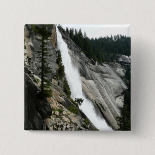 Badge Carré 5 Cm Chute du Nevada dans le parc national de Yosemite