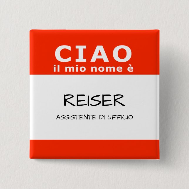 Badge Carré 5 Cm CIAO il mio nome e (Devant)