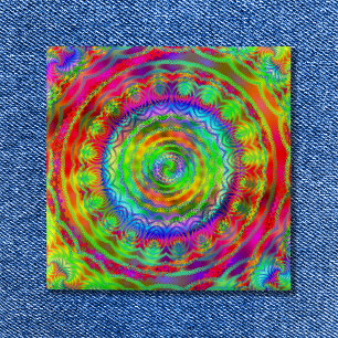Badge Carré 5 Cm Cible Tiedye