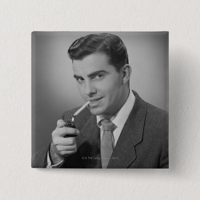 Badge Carré 5 Cm Cigarette d'éclairage d'homme (Devant)