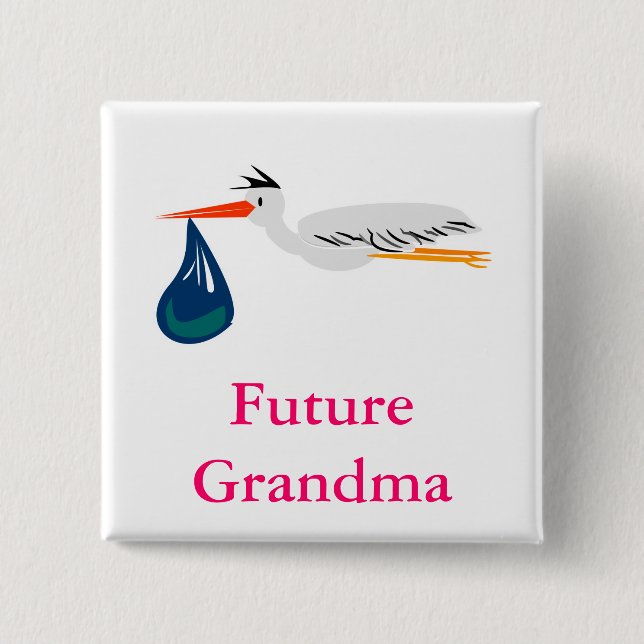 Badge Carré 5 Cm Cigogne (Devant)