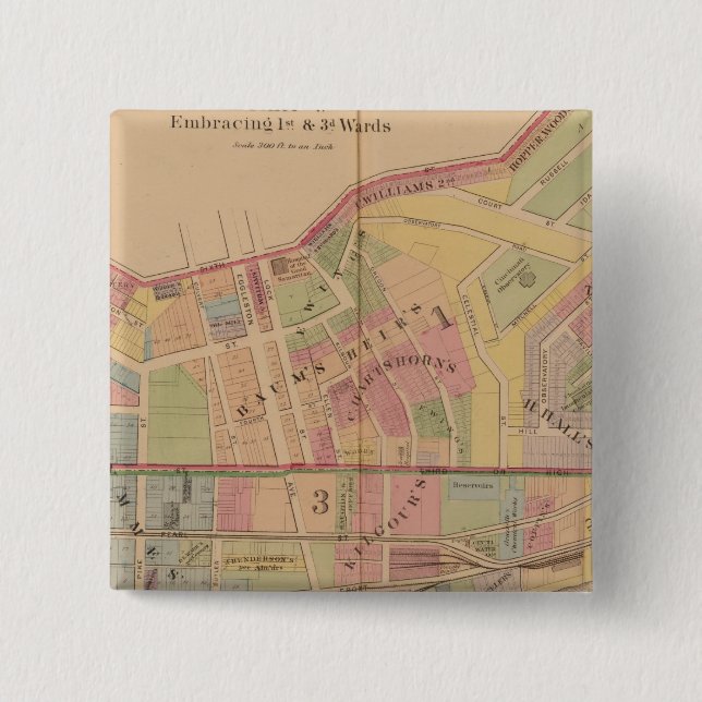 Badge Carré 5 Cm Cincinnati, Ohio (Devant)