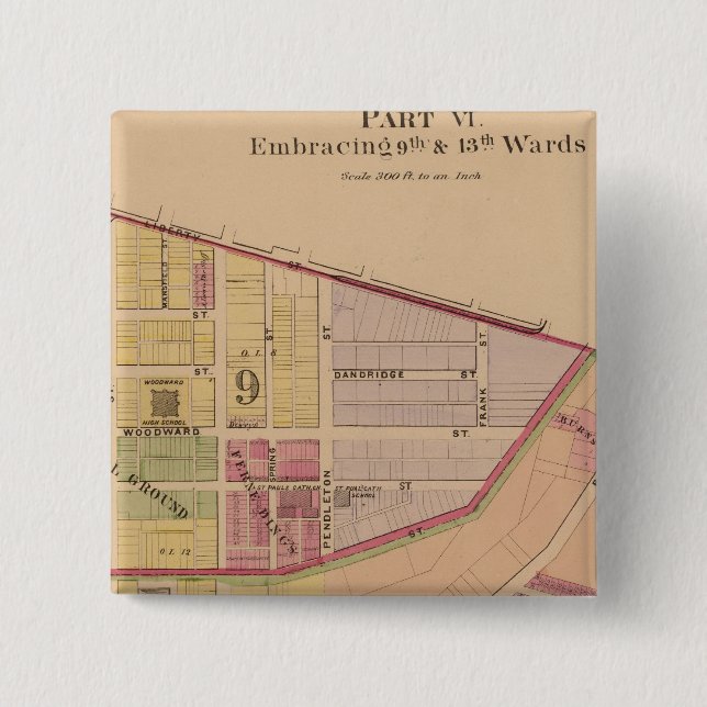 Badge Carré 5 Cm Cincinnati, Ohio 8 (Devant)