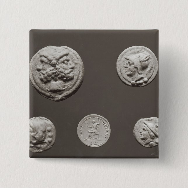 Badge Carré 5 Cm Cinq pièces de monnaie (Devant)