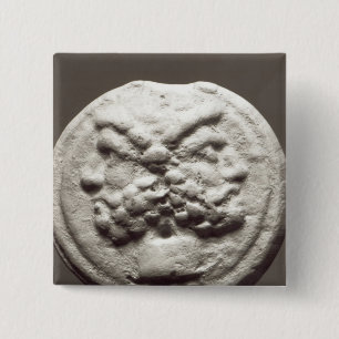 Badge Carré 5 Cm Cinq pièces de monnaie dépeignant Janus, Jupiter