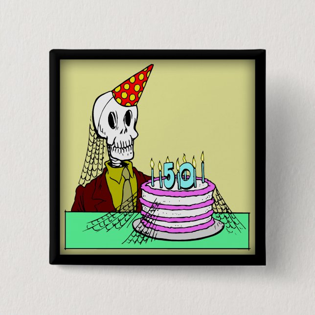 Badge Carré 5 Cm cinquantième Bouton d'anniversaire (Devant)