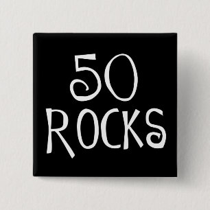 Badge Carré 5 Cm cinquantième cadeaux d'anniversaire, 50 ROCHES
