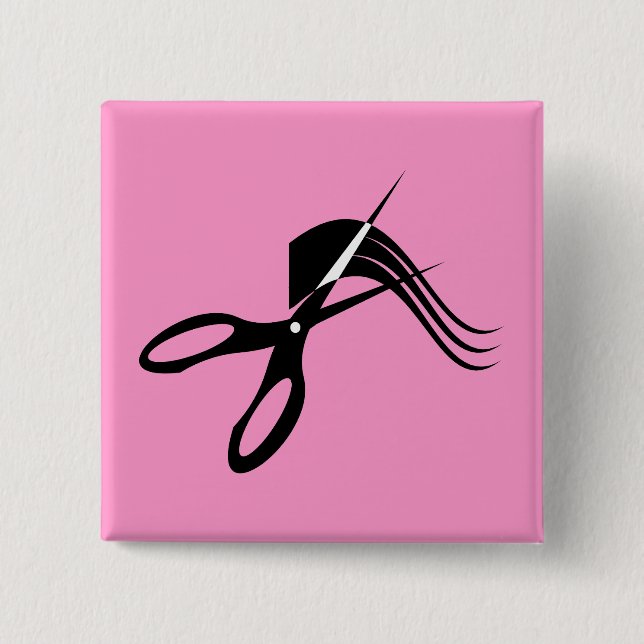 Badge Carré 5 Cm Ciseaux de coiffeur - coiffeur (Devant)