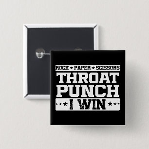 Badge Carré 5 Cm Ciseaux de papier de roche Throat Punch Je gagne u