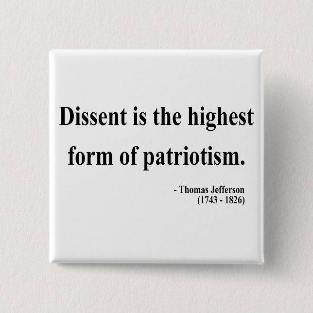 Badge Carré 5 Cm Citation 15a de Thomas Jefferson (Devant)