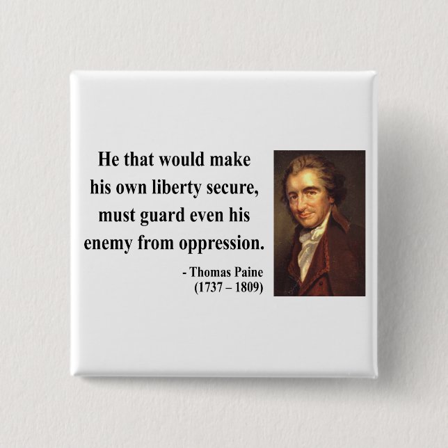Badge Carré 5 Cm Citation 3b de Thomas Paine (Devant)