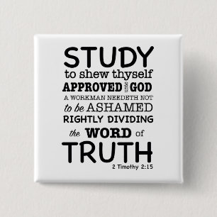 Badge Carré 5 Cm Citation biblique 2 Timothée 2:15