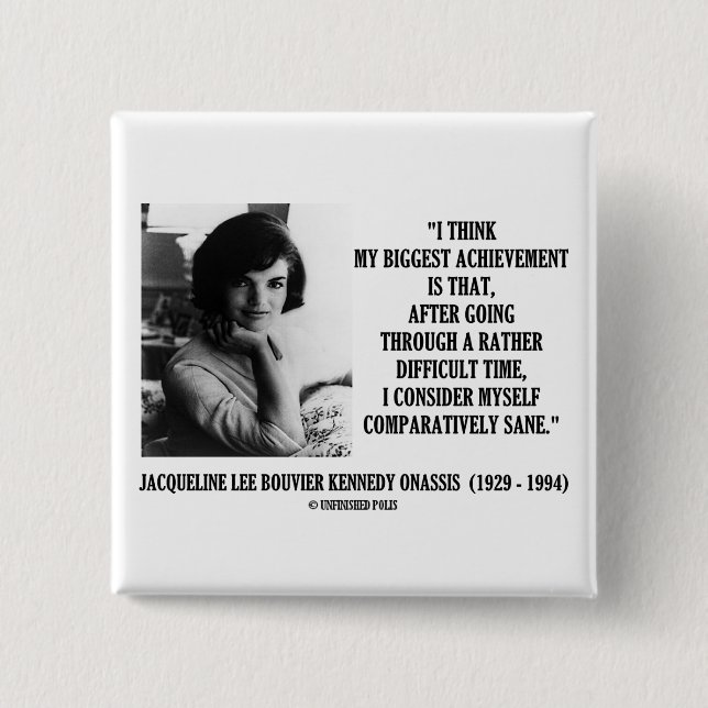 Badge Carré 5 Cm Citation comparativement raisonnable de Jacqueline (Devant)