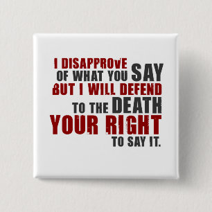 Badge Carré 5 Cm Citation de Voltaire (couleur)