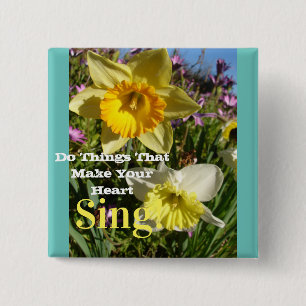 Badge Carré 5 Cm Citation inspirante Fleur de printemps de jonquill