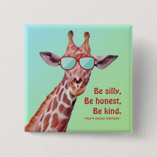 Badge Carré 5 Cm Citation Inspirationnelle Emerson Be Silly Fun Gir