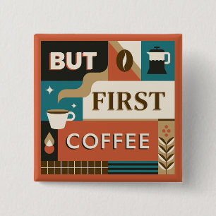 Badge Carré 5 Cm Citations de café coloré