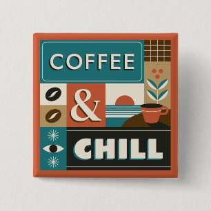 Badge Carré 5 Cm Citations de café coloré