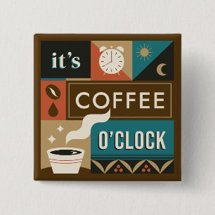 Badge Carré 5 Cm Citations de café coloré