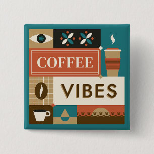 Badge Carré 5 Cm Citations de café coloré