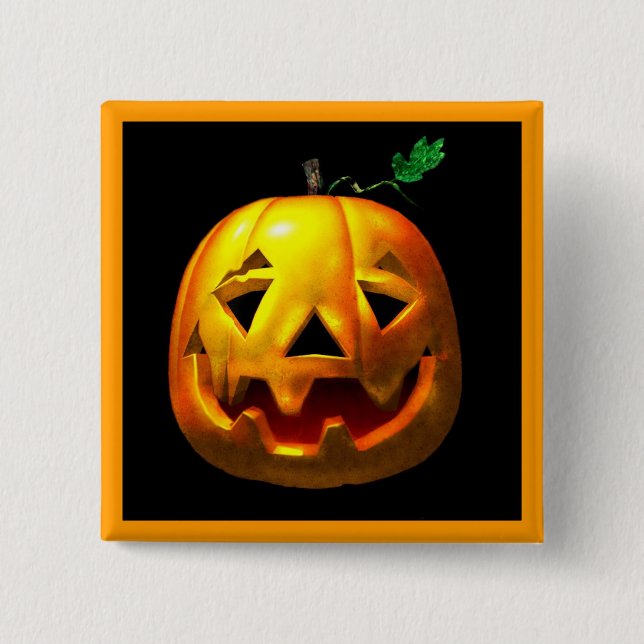 Badge Carré 5 Cm Citrouilles de Halloween (Devant)