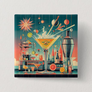 Badge Carré 5 Cm Citrus Martini Bar Futuriste Atomique du milieu du
